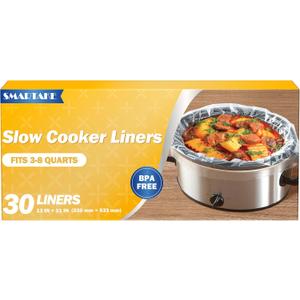 SMARTAKE Slow Cooker Liners, Large Size 13"x 21" Disposable Cooking Bags, Fit 3QT to 8QT for Slow Cooker, Cooking Trays, Suitable for Oval & Round Pots, 30 Liners