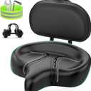 BLUEWIND Oversized Bike Seat, Wide Bicycle Saddle Novel Backrest Design for Electric Bike, Universal Fit Exercise Bike or Road Stationary Bike Seat Cushion for Men & Women
