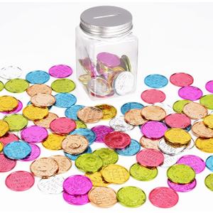 Caught Being Good Coins Tokens-100 Pcs, Colorful Plastic Reward Incentive Behavior Pretend Play Coins with Reward Jar, Reward Plastic Play Incentive Tokens for Kids Behavior School Teacher