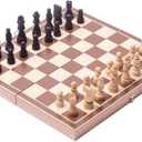 BlueSnail 15" Classic Vintage Standard Folding Wooden Chess Set, Foldable Games Board Crafted Carved