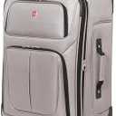 SwissGear Sion Softside Expandable Luggage, Pewter, Checked-Medium 25-Inch