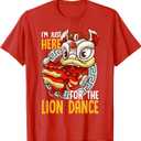 Chinese New Year 2025 Lion Dance Boy Girl Kids Red Orange TShirt M