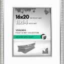 Americanflat 16x20 Picture Frame with Decorative Inner Mat Accent - Displays 11x14 Photos with Mat or 16x20 Without - Veranda Collection - Silver Vintage Frames with Polished Plexiglass