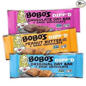 Bobo's Dipp’d Bars Variety Pack, Original Chocolate Chip (10 bars), Peanut Butter Chocolate Chip (10 bars) and Double Chocolate (10 bars) (30 ct Case), Healthy Everyday Snack
 BB May 5/ 2026