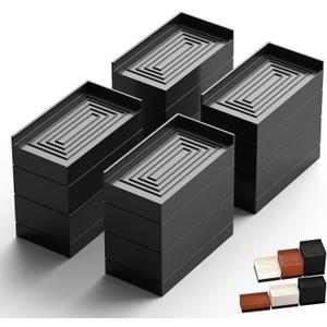 Furniture Risers, Tclouda Bed/Sofa/Desk/Table/Chair Leg/Fridge Lifts to 1.5, 3 and 4 in, Rectangle Adjustable Risers Blocks for Extenders, Heavy Duty Supports Up to 1300 Lbs, 4 in-Black-Rectangle