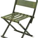 Portable Camping Chair, Full Steel Frame Folding Stool with Back, 400LBS Capacity Military Green Outdoor Chair for Adults, Heavy-Duty Webbing Seat, Compact Foldable Design for Hunting, Fishing, Hiking, Large