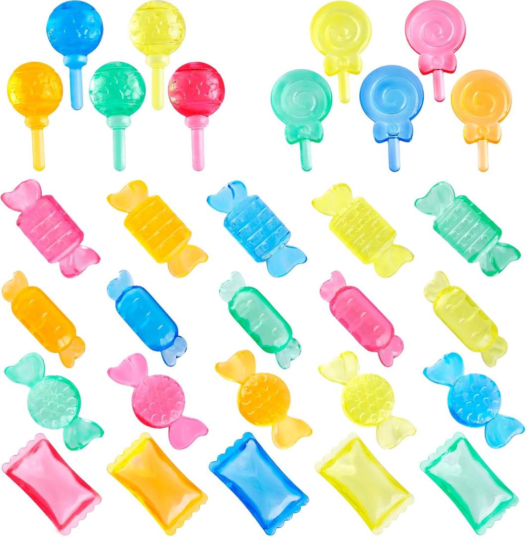 Niceup Plastic Candy Toys Lollipop Fake Sweets 160pcs Small Candyland Décor Party Favors Resin Figurine Slime Charms for Easter Egg Birthday Pinata Goodie Bag Fillers, Rave Trinkets
