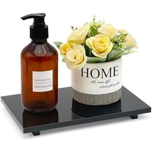 Bigfety Acrylic Soap Tray, Soap Pedestal Stand Sink Tray, Soap Bottle Riser Stand for Kitchen Bathroom, Black, Medium