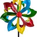 Colorful Metal Wind Spinners for Outdoor - 13 Inch Smooth Spinning Garden Wind Sculptures, Wind-Catcher with Upgraded Stable Stakes for Yard & Patio Decoration