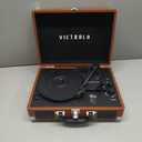 Victrola Journey Bluetooth Portable Suitcase Record Player  with Built-in Speakers, 3 Speed Vinyl Record Player, RCA Out, Headphone Jack (Cognac)