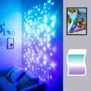 Curtain Lights for Bedroom Wall Light Up Curtains Led String Lights Turquoise Teal Blue Lavender Lilac Purple Twinkle Hanging Fairy Lights Unicorn Mermaid Kawaii Sanrio Teen Room Decor for Girls