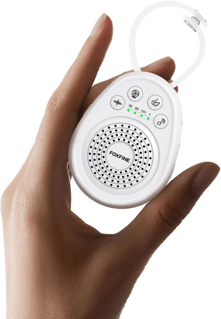 FOXFINE White Noise Machine - Portable Sound Machine with 30 Sleep Sounds, Rechargeable, Timer, Child Lock for Babies, Adults, Home, Travel, Office, White (Mini)