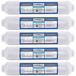 Hydronix 5 Pack ICF-10 Reverse Osmosis Post Polishing, Fridge & Ice Inline Coconut GAC Water Filter, 2000 Gal 1/4" NPT