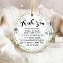 2 x Thank You Gift Ornament 2025 Appreciation Gift for Teacher, Mentor, Friend, or Coworker, Elegant Eucalyptus Keepsake with Inspirational Message, Gratitude Ornament for Christmas