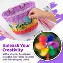 Kids Bike Basket, Bike Basket Front Bike Accessories for Girl Boys, Woven Bicycle Basket with Stickers, Bike Bell, Windmill, and 1pairs Colorful Ribbons Tassels