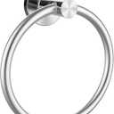 Brushed Silver Towel Ring, SUS304 Stainless Steel Hand Towel Holder for Bathroom Kitchen, Modern Style Towel Hanger, Thicken Ring Towel Holder, Towel Rack Round Wall Mounted (1, Brushed Silver)