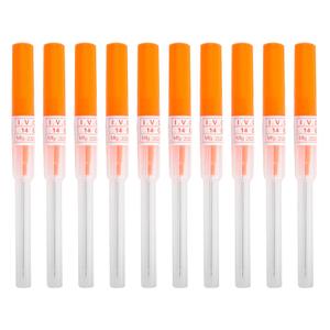 Body Piercing Needles I.V. Catheter Cannula Ear Nose Septum Navel Sterile Piercing Needles Tattoo Tool, 10pcs 14G Orange