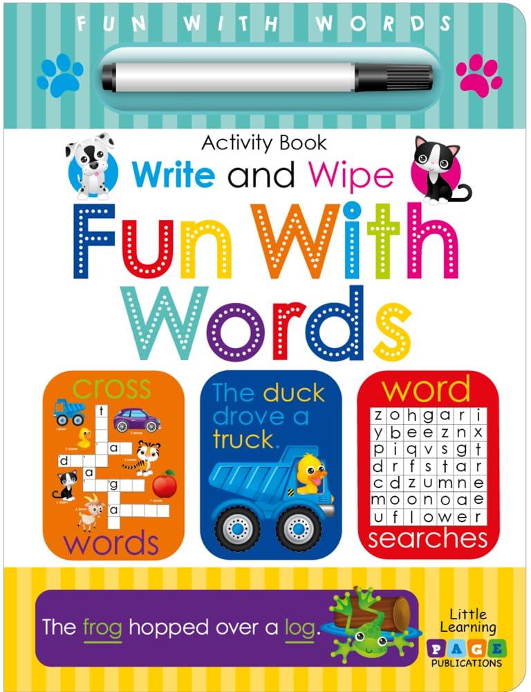 Fun With Words - Write & Wipe Activity Kids Books - Childrens Books, Toddler Books