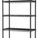 SINGAYE 5 Shelf Adjustable Heavy Duty Storage Shelving Unit with Wheels Steel Organizer Wire Rack Shelves Bathroom Organizers and Shelf Wire Closet Metal Pantry Kitchen Garage 14" DX30 WX70 H Black (5-Black 14"D X 30"W X 70"H)