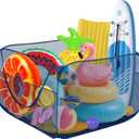 Pop-up Pool Toy Storage Bin 47 x 47 x 31 Inch Mesh Pool Organizer Bag with 2 Side Pockets for Inflatable Toys, Floats, Beach Balls,Towels and Other Swimming Accessories