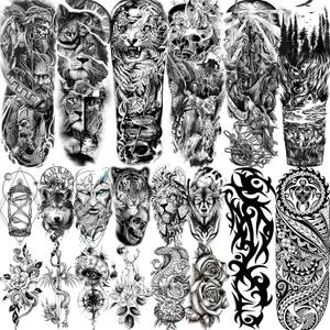 20 Sheets Extra Large Full Arm Temporary Tattoos For Men Adults, Tiger Snake Leopard Lion King Temporary Tattoos Sleeve For Women, Temp Waterproof Fake Tattoo Stickers For Kids Warrior Tatoos