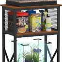 Snughome 10 Gallon Aquarium Stand with Storage, 3 Tier Heavy Metal Fish Tank Stand Shelf 20.47" x 11.42" x 30.91", Rustic Brown