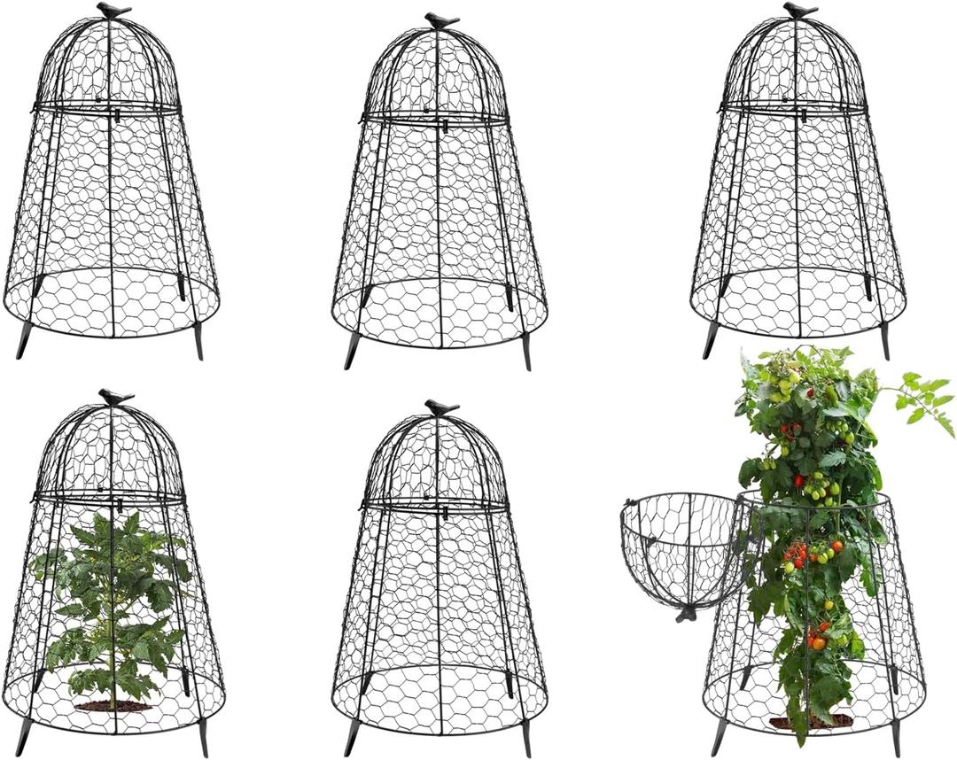 Plant Protector Chicken Wire Cloche 6 PCS, Plant Protectors from Animals, 18.712 Inch Large Garden Cloches for Plants, Sturdy 2-in-1 Cloche Dome for Plants, Plant Protectors for Easy Pruning