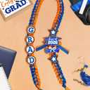 CiyvoLyeen Class of 2026 Graduation Leis with Glitter Pins Handmade Double Braided Ribbon Garland Money Holder Bowknot Congrats Grad Ceremony Gift Idea Orange and Blue Graduation Decorations 2026