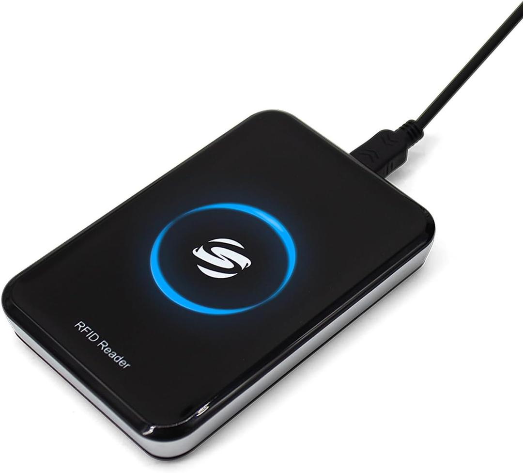 Navfmru RFID Reader Metal Case ID IC Card Reader 125KHz/ 13.56Mhz Reader Scanner Long Range Dual Frequency Reads TK4001 EM4100 NFC Card MFS50S70 and Other 14443A Protocol Tags