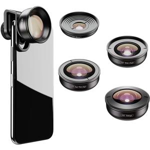 APEXEL Phone Camera Lens 5 in 1 Phone Lens Kit - 10X Macro Lens, 2X Telephoto Lens,110Wide Angle, 170Super Wide Angle, 195 Fisheye, HD Photography for iPhone, Android & More