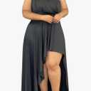 Ekaliy Women's Plus Size One Shoulder Dress Sexy High Low Irregular Hem Flowy Party Cocktail Maxi Dress XXL