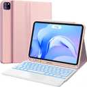CHESONA for iPad Air 11 Inch Case with Keyboard M3/M2 (2025/2024), 7-Color Backlight, Multi-Touch Trackpad, 2 Wireless Channels, for iPad Pro 11 (4th/3rd/2nd/1st Gen) & iPad Air 5th & 4th Gen, Pink