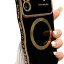 ZONRW for Samsung Galaxy S22 Case Magnetic,for Women Girls Soft Cute Wave Frame Curly Shape Love Heart Luxury Plating Phone Case Compatible with MagSafe Shockproof Back Cover 6.1"-Black