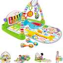 Fisher-Price Baby Playmat Deluxe Kick & Play Piano Gym for Learning & 2 Maracas Soft Rattles for Newborn to Toddler Play Ages 0+ Months