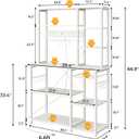 SUPERJARE Large Bakers Rack with Power Outlets, 6-Tier Microwave Stand, Coffee Bar with 12 S-Shaped Hooks, Kitchen Shelf with Wire Basket, 39.4 x 14.6X 66.9 Inches, White
