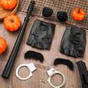 2 x Mepase 5 Pcs Halloween Cop Costume Men Lieutenant Police Costume Accessories Set Border Patrol Outfits Include Sunglasses, Baton, Fingerless Gloves and Mustache Funny Halloween Cosplay Adult