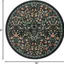 Moynesa Floral Round Area Rugs 6ft, Washable Boho Round Living Room Rug, Non Slip Soft Large Circle Rugs for Dining Room, Botanical Ultra Thin Floor Carpet for Bedroom Kitchen, Black