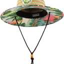 Zylioo Oversize XXL Straw Hat for Men,XL Women Wide Brim Lifeguard Hat,Large Beach Sun Hat UPF 50+ for Sun Protection (Green Leaf)