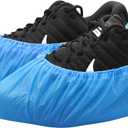 Hitituto Shoe Covers Disposable Non-slip for Indoors -100 Pieces (50 Pairs) Waterproof Premium CPE Booties Shoes Protectors Coverings, fits up to size 11 US Men and 13 US Women, Blue, Large