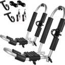 FORWODE Kayak Roof Rack, 2 in 1 Aluminum 1 Pair J-Bar Roof Rack, Folding Adjustable Rack, Weight 80 LBS Heavy Duty Kayak Roof Carrier 1 Kayak, Canoe, SUV, Surfboard on SUV, Car and Truck Crossbar