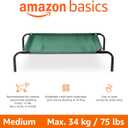 Amazon Basics Cooling Breathable Elevated Dog Bed with Metal Frame for Medium Dogs, 43" x 26" x 7.5", Green