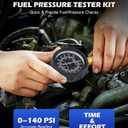 Orion Motor Tech Fuel Pressure Test Kit, Fuel Pressure Tester with 0-140 psi Fuel Pressure Gauge Hoses Adapters, Heavy-Duty Fuel Pressure Gauge Kit Gasoline Car Truck Motorcycle Diagnostic Tool