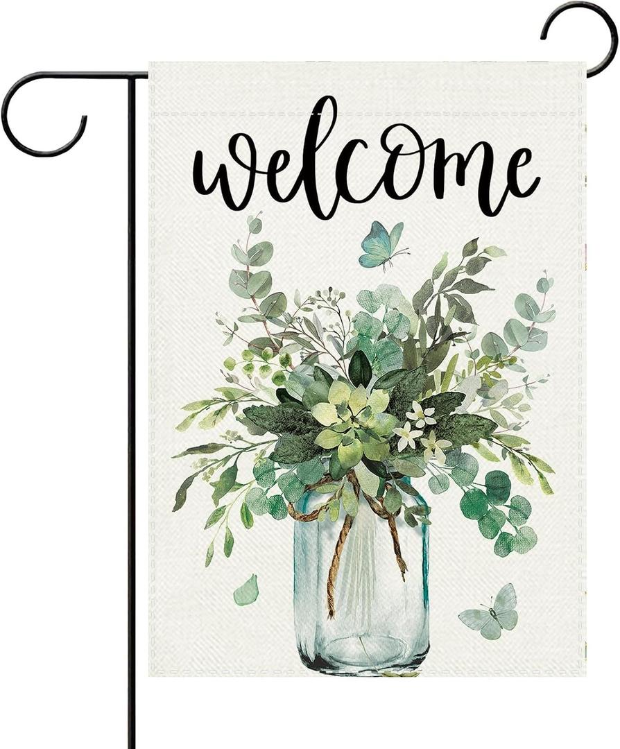 3 x Welcome Spring Summer Green Plants Decorative Garden Flag