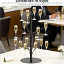 3-Tier 16-Holder Metal Cocktail Tree Stand, Champagne Tower for Glasses Wine Glass Holder Drink Tower, Heavy Duty Drink Stand for Martini Margarita Cups Weddings Parties