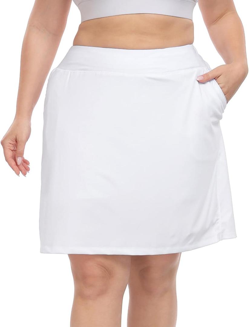 HDE Womens Plus Size Athletic Skort Golf Tennis Skirt with Bike Shorts & Pockets (White) 26
