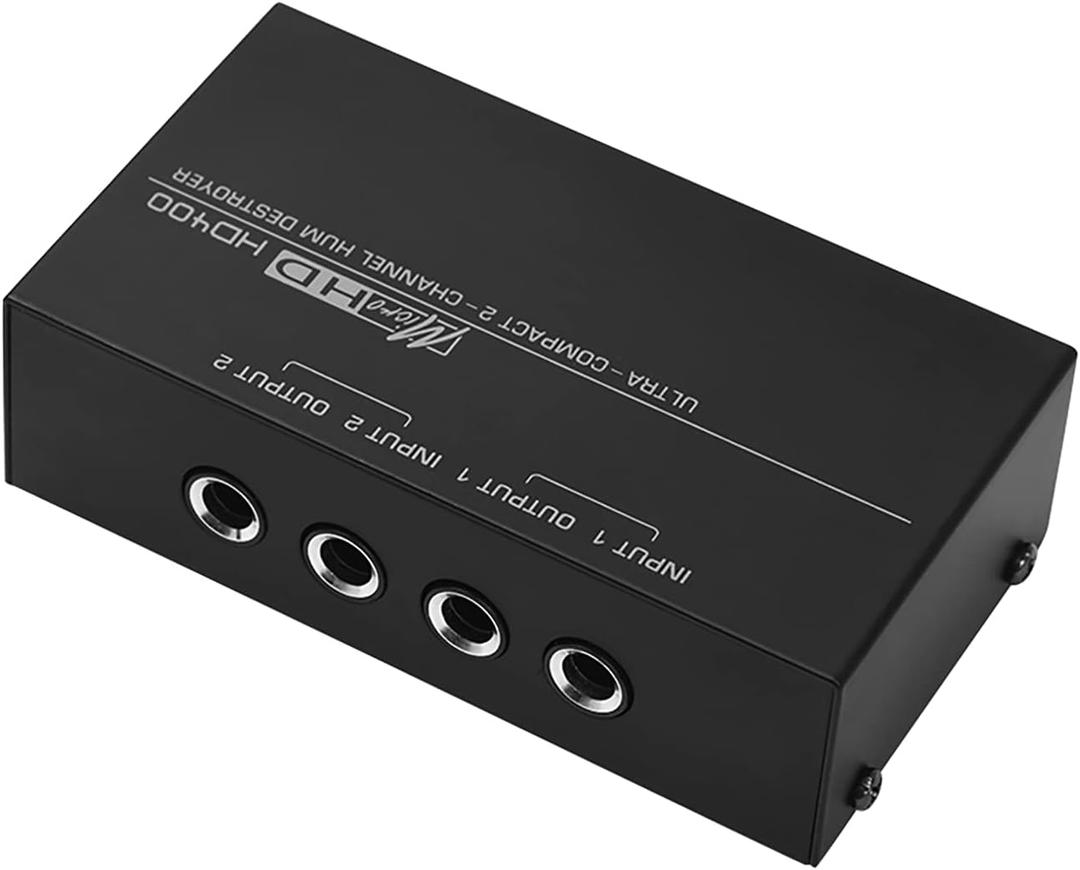 Ultra-Compact Hum Destroyer 2-Channel Hum Eliminator Noise Filter with 1/4 Inch TRS Inputs Outputs