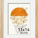 IBUYKE 11 x14 Picture Frame,Solid Oak Wood 11x14 Photo Frame with Mat to 8x10,11x14 Picture Frames With Tempered Glass,Wall Mount Display,Home Decor,Natural Oak 14 x 11 Frame,UWPF1114N