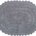 DII Crochet Collection Reversible Bath Mat, Small Oval, 17x24(1'5" x 2'), Gray