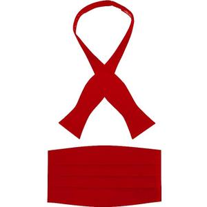 S.H. Churchill & Co. Men's Self Tie Bow Tie and Cummerbund Set for Wedding, Prom, Formal Event (Red)