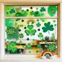 2 x St Patricks Day Window Clings 112 PCS - Shamrock Window Stickers Lucky Clover Static Stickers, Irish Decor for St Patty's Day Indoor Party Accessories Decorations Set